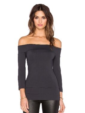 Susana Monaco Dark Gray Off-the-Shoulder Blouse size S